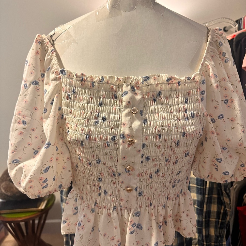 Floral Smocked Off-Shoulder Top